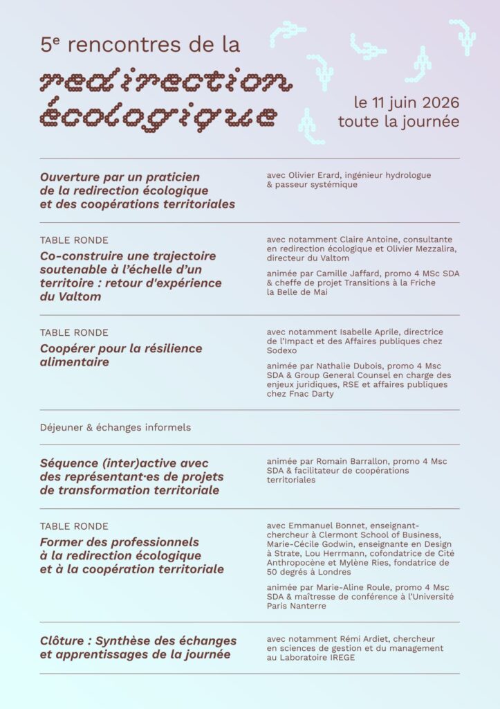 le pré-programme des 5e rencontres de la redirection écologique, transcrit dans le texte après cette image.